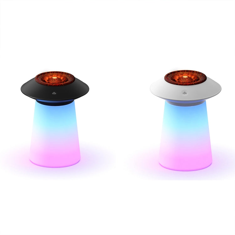 HX126 Sound Pickup RGB Light Volcano Humidifier Simulated Flame Aromatherapy Machine, Color: Black