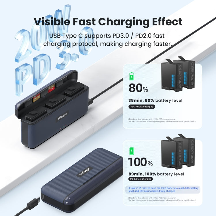For GoPro HERO13 Black aMagisn Battery Charging Box Triple Slot Charging Case - free shipping - PMC Jewellery - Order now!