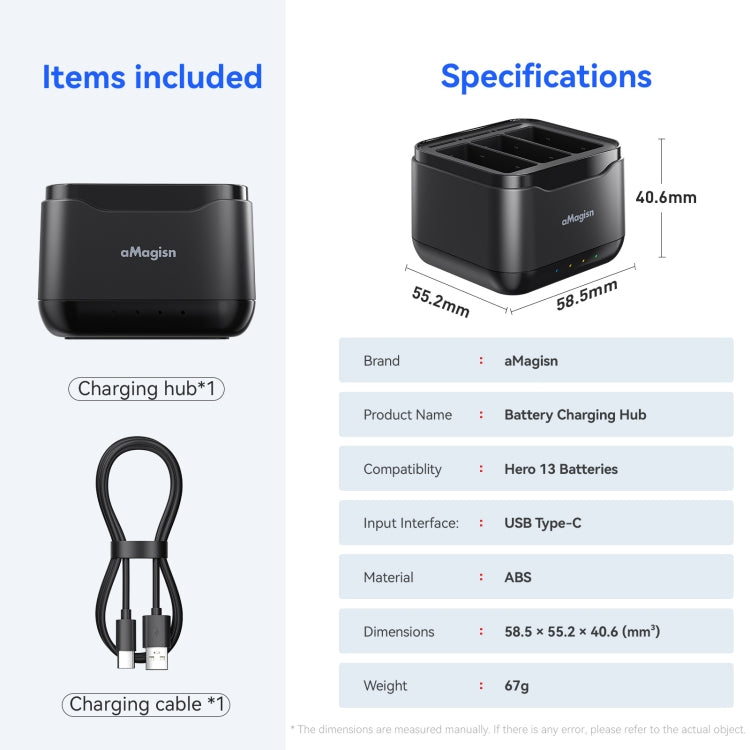 For GoPro HERO13 Black AMagisn Battery Charger Charging Seat