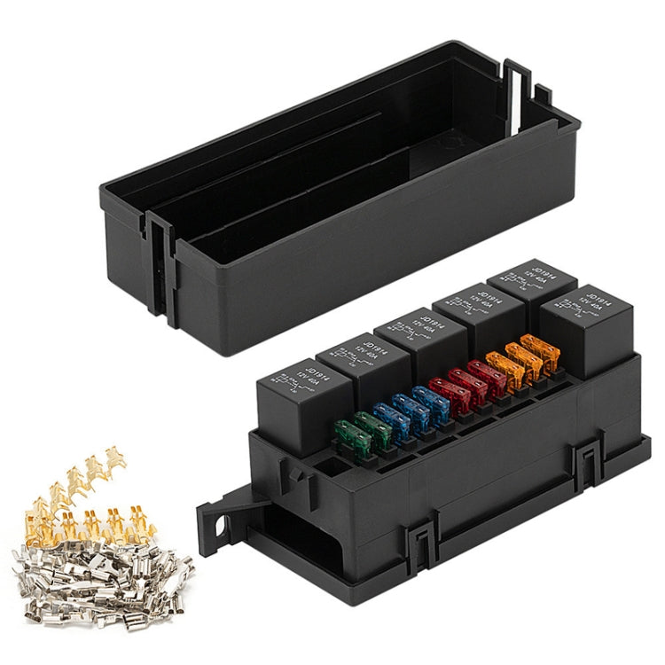 11-way 12V Relay Fuse Holder With Wire For Cars Ships, Specifications: Full Set 5 Pin