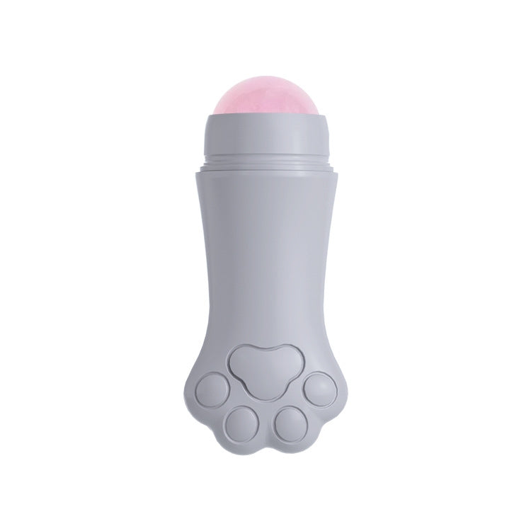 Natural Rose Quartz Face Oil Absorbing Roller Volcanic Stone Facial Skin Repair Cleansing Massager(Grey)