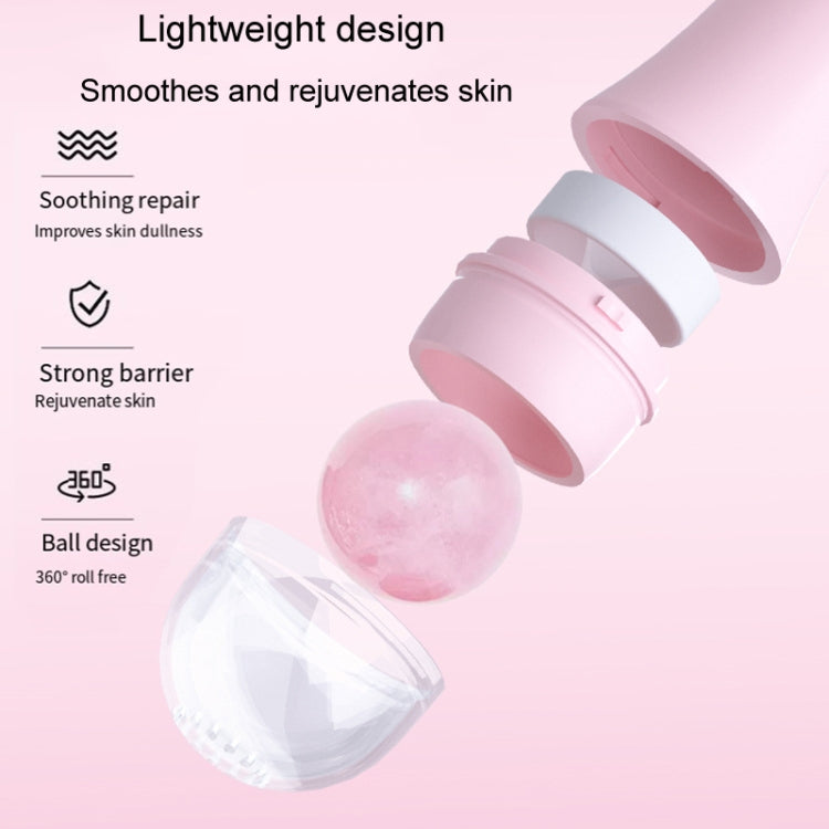 Natural Rose Quartz Face Oil Absorbing Roller Volcanic Stone Facial Skin Repair Cleansing Massager(White)