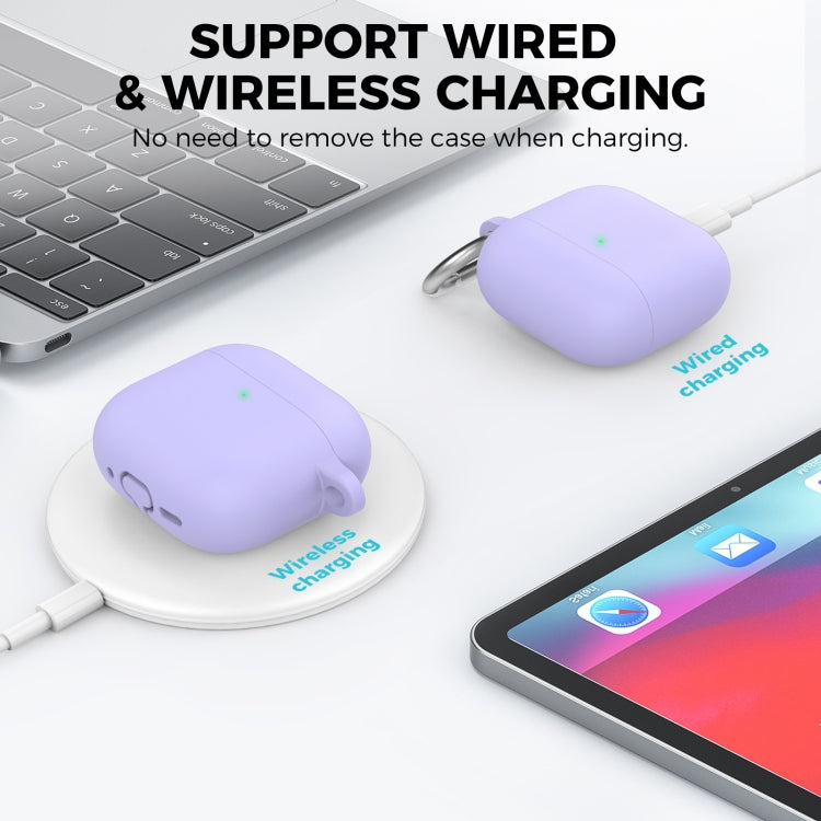 For Airpods 4 AhaStyle WG163 Earphone Drop-Proof Dust-Proof Silicone Protective Case With Cleanning Pen(Blue)