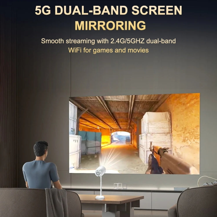 TS-6 Android 11 WiFi6 4K Mini Projector Hidden Lift Gimbal Projector EU Plug(White)
