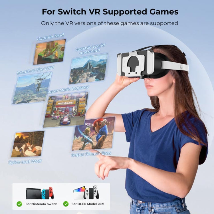 DEVASO Compatible With Switch / Switch OLED Display Game Console HD 3D VR Glasses Headband Adjustment Accessories(Black White)