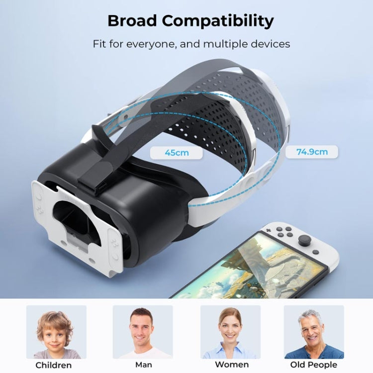 DEVASO Compatible With Switch / Switch OLED Display Game Console HD 3D VR Glasses Headband Adjustment Accessories(Black White)