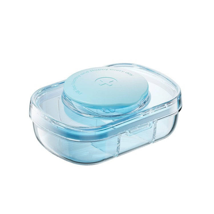 Portable Compartment Sealed Medicine Organizer Large Capacity Pill Dispenser(Transparent Blue)