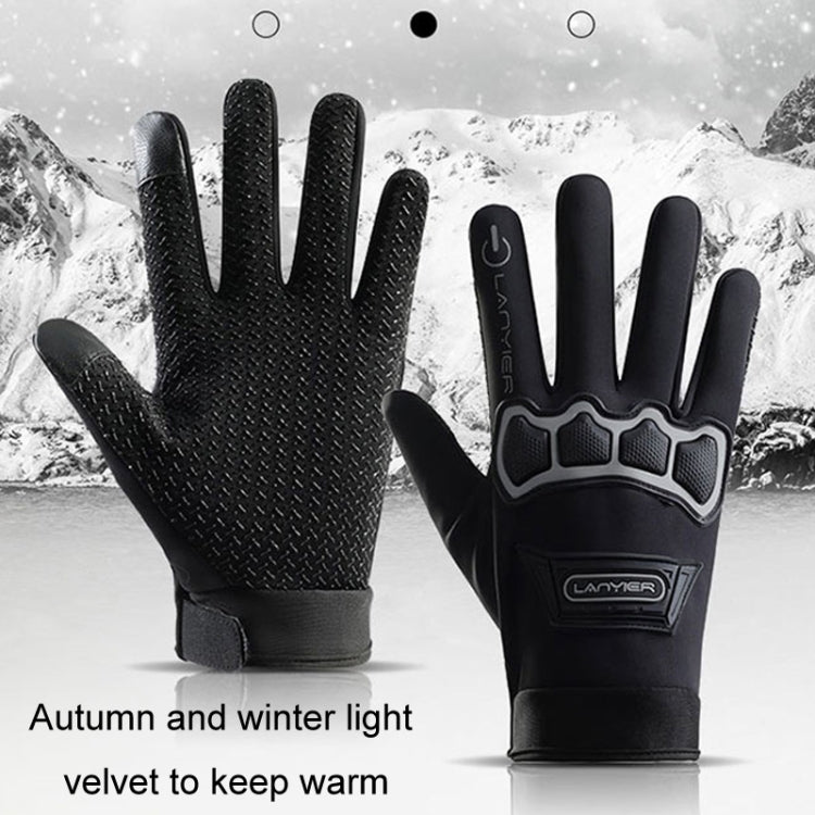 LANYIER Fall Winter Motorcycle Outdoor Riding Gloves Men Velvet Warm Non-slip Touch Screen Windproof Gloves, Size: Average(Blue) - Locomotive Gloves by LANYIER | Online Shopping South Africa | PMC Jewellery | Buy Now Pay Later Mobicred