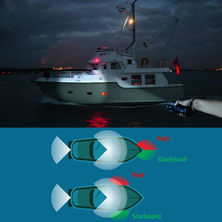 Marine Navigation Warning Light Signal LED Yacht Light, Color: Silver Shell Green