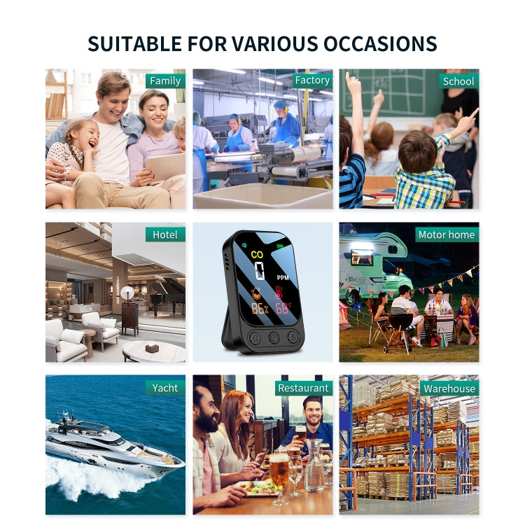 3 In 1 Multifunctional Portable Carbon Monoxide Detector(Black) - Air & Water Quality Tester by PMC TechLife | Online Shopping South Africa | PMC TechLife | Buy Now Pay Later Mobicred