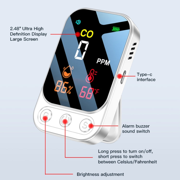 3 In 1 Multifunctional Portable Carbon Monoxide Detector(Black) - Air & Water Quality Tester by PMC Jewellery | Online Shopping South Africa | PMC Jewellery | Buy Now Pay Later Mobicred