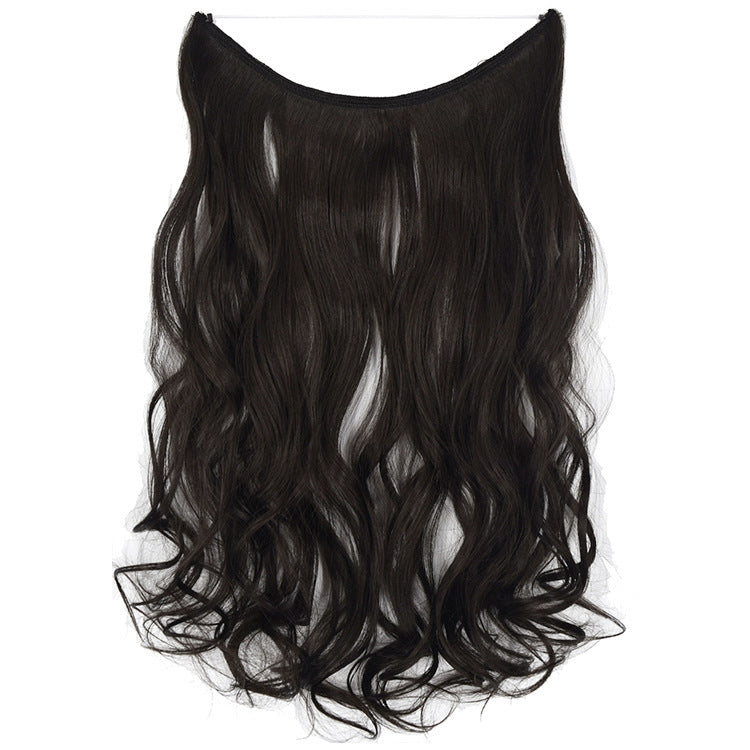 Fishing Line Hair Curtain Long Curly Wig Seamless Hair Extension(4A)