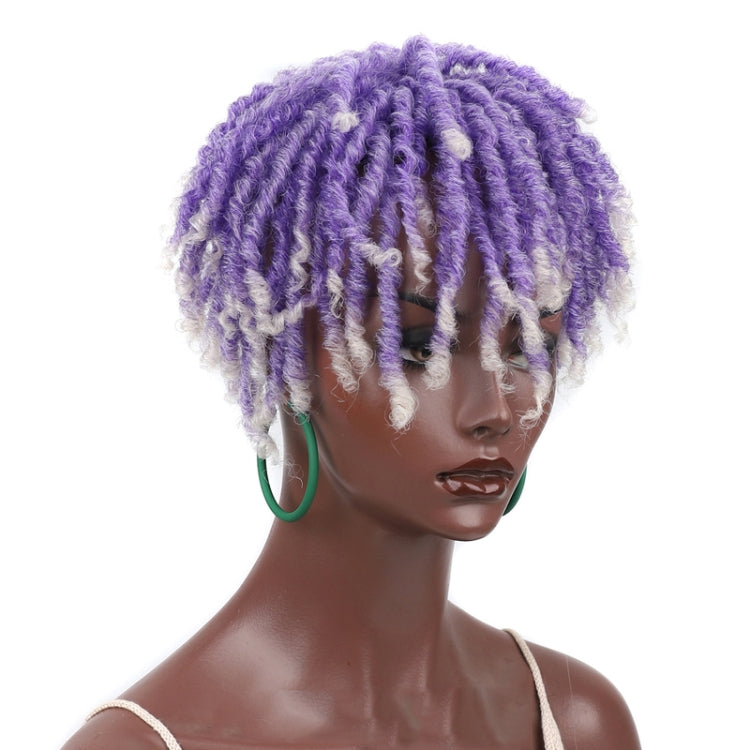 Personalized Hollow Curl Hip Hop Short Hair Dirty Braid Wig Blocks, Model: PURPLET60