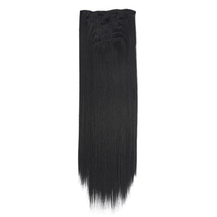 7pcs / Set Clips Long Straight Hair Extension Pieces 16 Clips Chemical Fiber Wigs, Model: 1B#