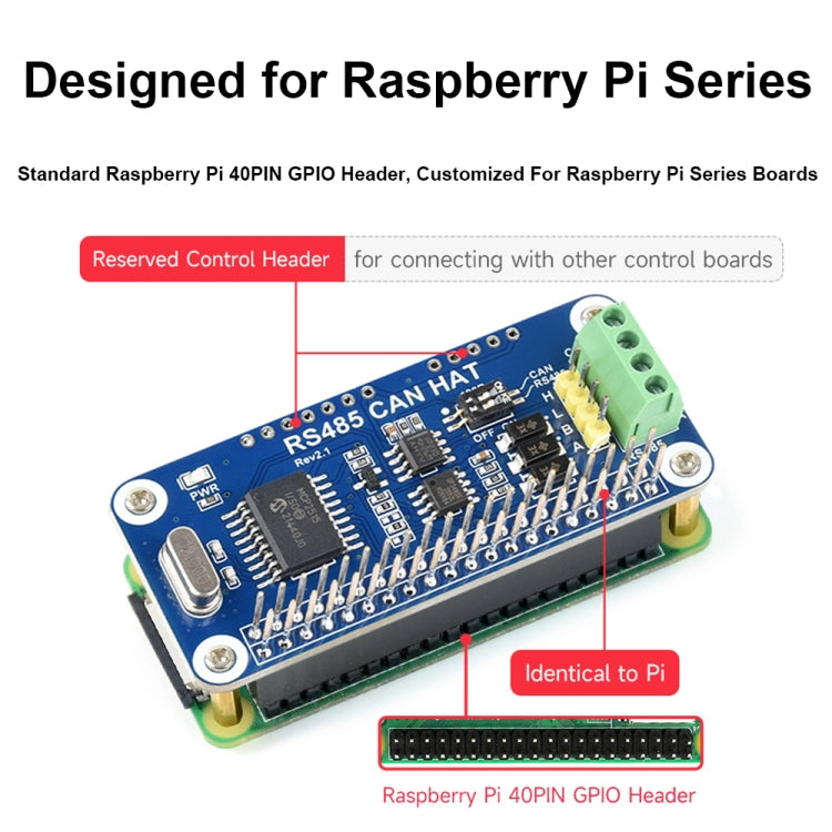 Waveshare 14882 For Raspberry Pi RS485 SPI CAN HAT Bus Module - free shipping - PMC Jewellery - Order now!