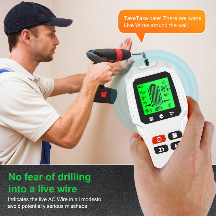 HW-QB6 5 In 1 Wall Scanner Handheld Stud Finder Wood Current Metal Live Wires Detection(Black)