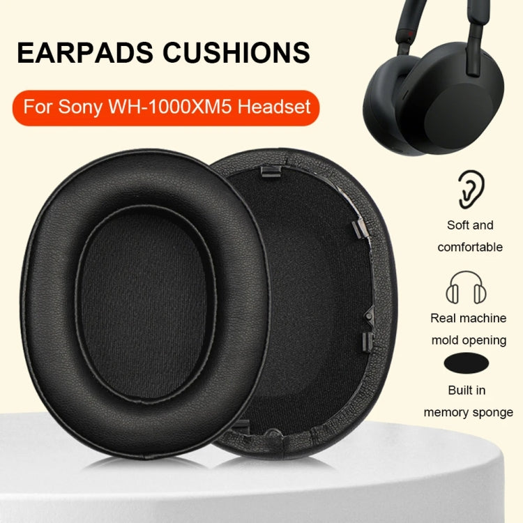For Sony WH-1000XM5 Bluetooth Headset + Headband + Earmuff Protective Cover(3-in-1 Beige)