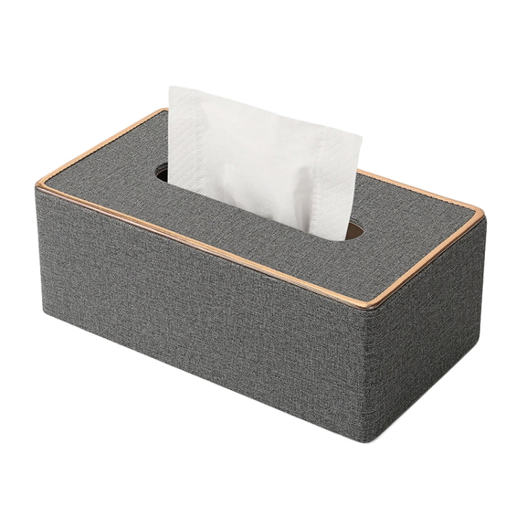 Home Decor Tissue Box Cover Desktop Gold Rim Faux Leather Napkin Holder Toilet Paper Storage Box, Size: Medium(Gray)