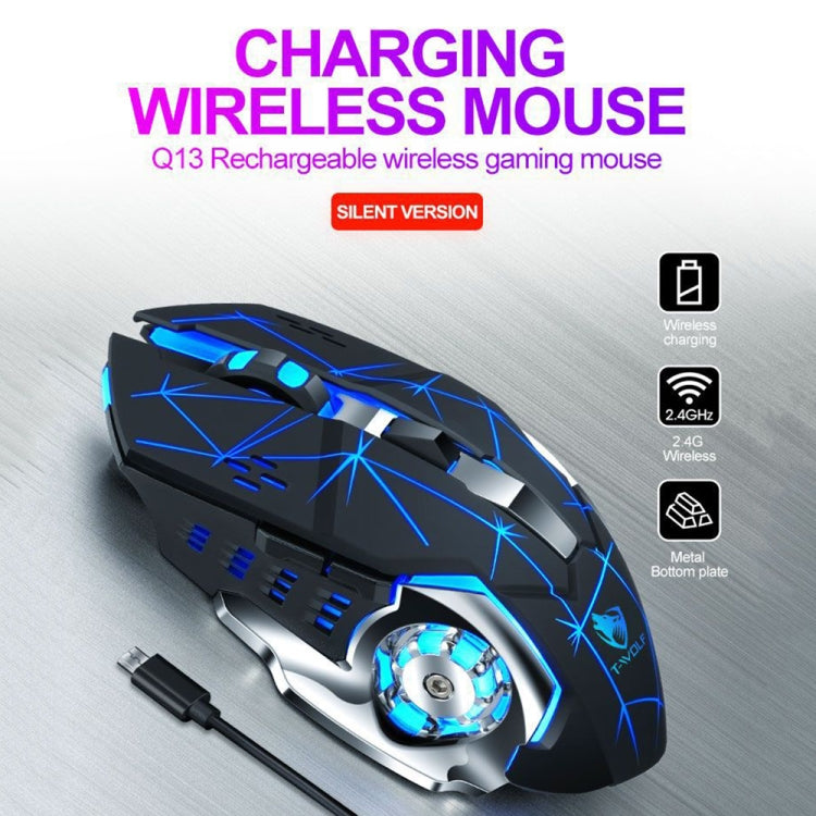 T-WOLF Q13 2.4GHz 6-keys RGB Colorful Light Gaming Wireless Mouse, Color: Single Mode Gray - Wireless Mice by T-WOLF | Online Shopping South Africa | PMC Jewellery | Buy Now Pay Later Mobicred