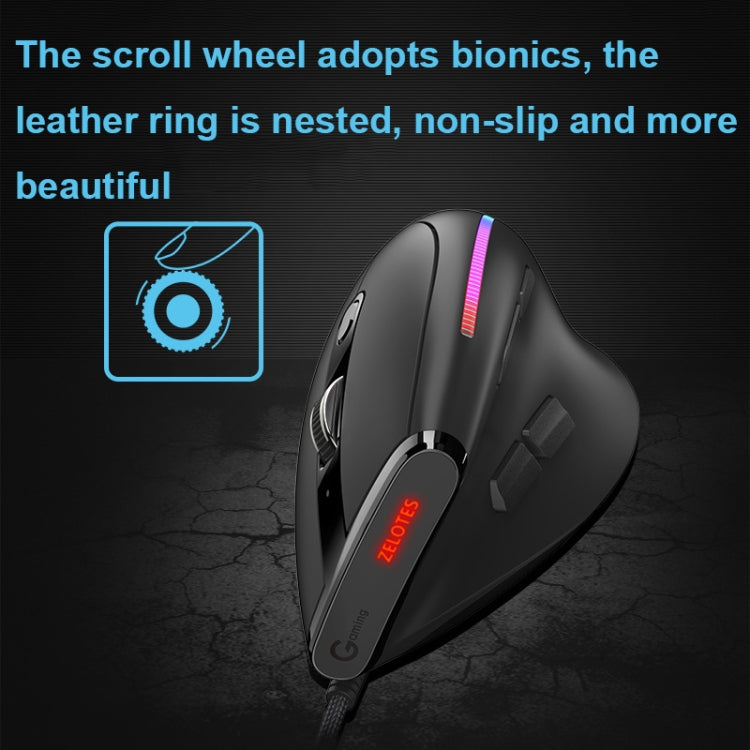 ZELOTES T50 9-Keys RGB Lighting Effect Vertical Grip Ergonomic Programming Wired Mouse(Black) - free shipping - PMC Jewellery - Order now!