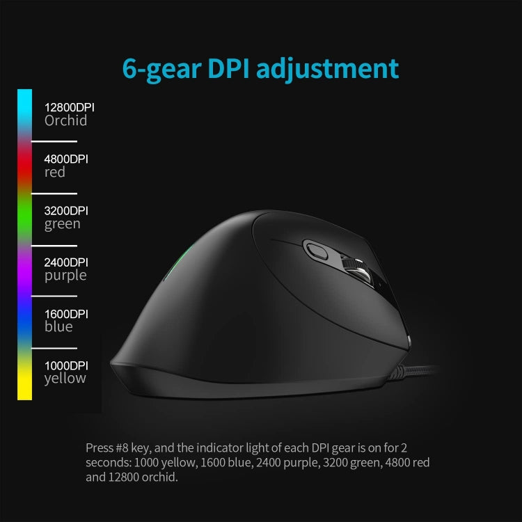 ZELOTES T50 9-Keys RGB Lighting Effect Vertical Grip Ergonomic Programming Wired Mouse(Black) - free shipping - PMC Jewellery - Order now!