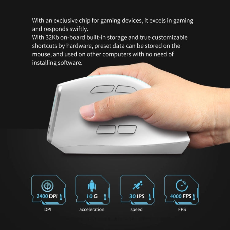 ZELOTES F36 9-Keys Vertical Grip Ergonomic Programming Dual Bluetooth + 2.4G Wireless Mouse(Black) - free shipping - PMC Jewellery - Order now!