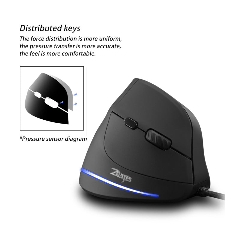 ZELOTES T20 6-Keys Vertical Grip Ergonomic Laptop Wired Mouse(Black) - Wired Mice by ZELOTES | Online Shopping South Africa | PMC Jewellery | Buy Now Pay Later Mobicred
