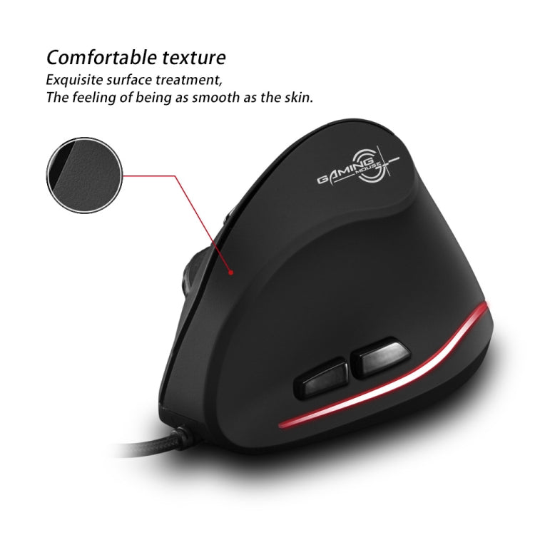 ZELOTES T20 6-Keys Vertical Grip Ergonomic Laptop Wired Mouse(Black) - Wired Mice by ZELOTES | Online Shopping South Africa | PMC Jewellery | Buy Now Pay Later Mobicred