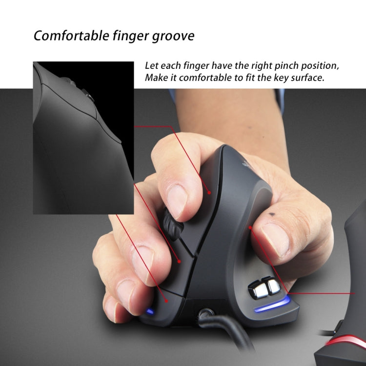 ZELOTES T20 6-Keys Vertical Grip Ergonomic Laptop Wired Mouse(Black) - Wired Mice by ZELOTES | Online Shopping South Africa | PMC Jewellery | Buy Now Pay Later Mobicred