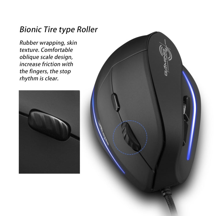 ZELOTES T20 6-Keys Vertical Grip Ergonomic Laptop Wired Mouse(Black) - Wired Mice by ZELOTES | Online Shopping South Africa | PMC Jewellery | Buy Now Pay Later Mobicred