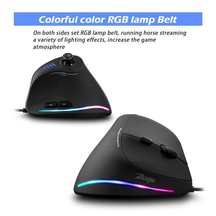 ZELOTES C18 11-Keys RGB Vertical Grip Ergonomic Joystick Programming Gaming Wired Mouse(Black) - Wired Mice by ZELOTES | Online Shopping South Africa | PMC Jewellery | Buy Now Pay Later Mobicred