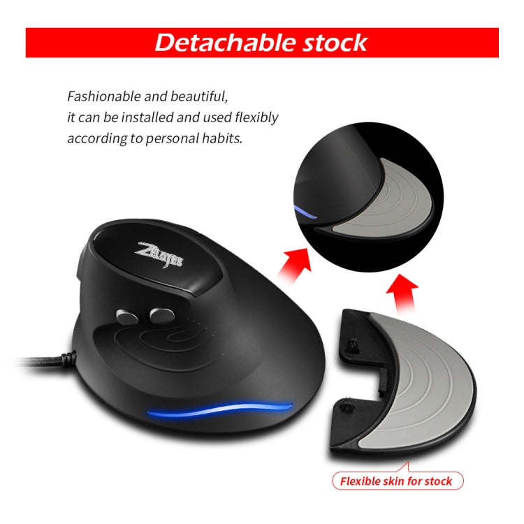 ZELOTES T30 6-keys Vertical Grip Detachable Ergonomic Wired Mouse(7-color Breathing Light) - free shipping - PMC Jewellery - Order now!