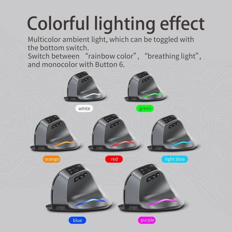 ZELOTES F-26C 8-Keys 2.4G+Bluetooth Dual-Mode LED Display Vertical Grip Wireless Mouse(Gray) - free shipping - PMC Jewellery - Order now!