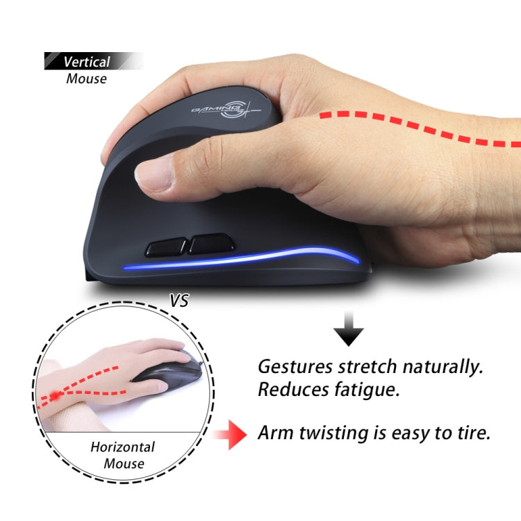 ZELOTES F35 6-buttons Vertical Grip Ergonomic Rechargeable Wireless Mouse(Blue Light) - free shipping - PMC Jewellery - Order now!
