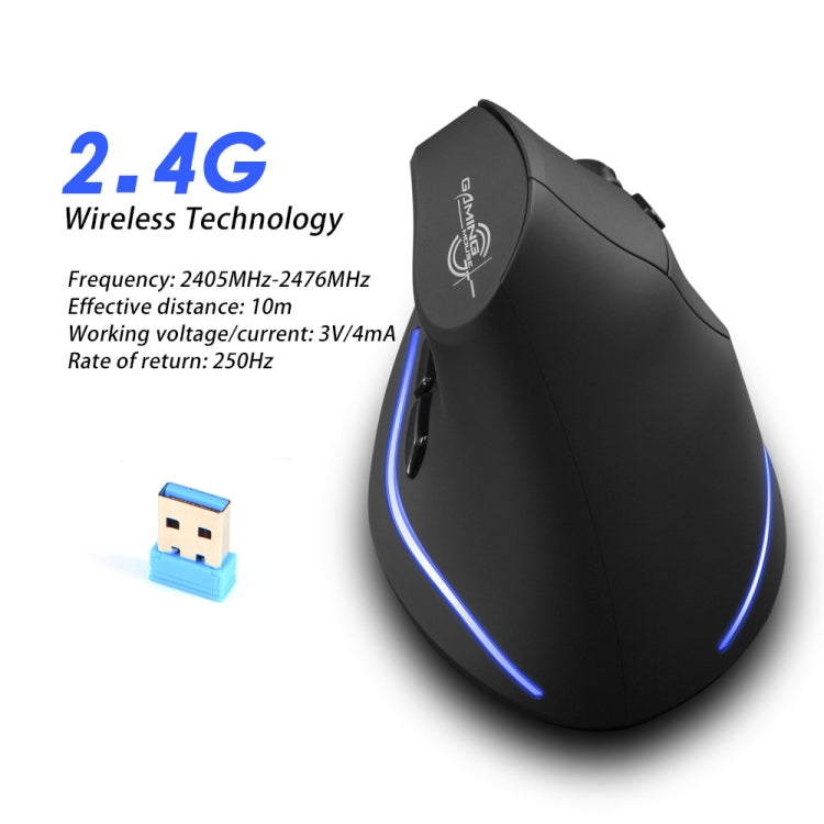 ZELOTES F35 6-buttons Vertical Grip Ergonomic Rechargeable Wireless Mouse(Blue Light)