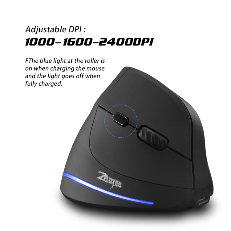 ZELOTES F35 6-buttons Vertical Grip Ergonomic Rechargeable Wireless Mouse(Blue Light) - free shipping - PMC Jewellery - Order now!