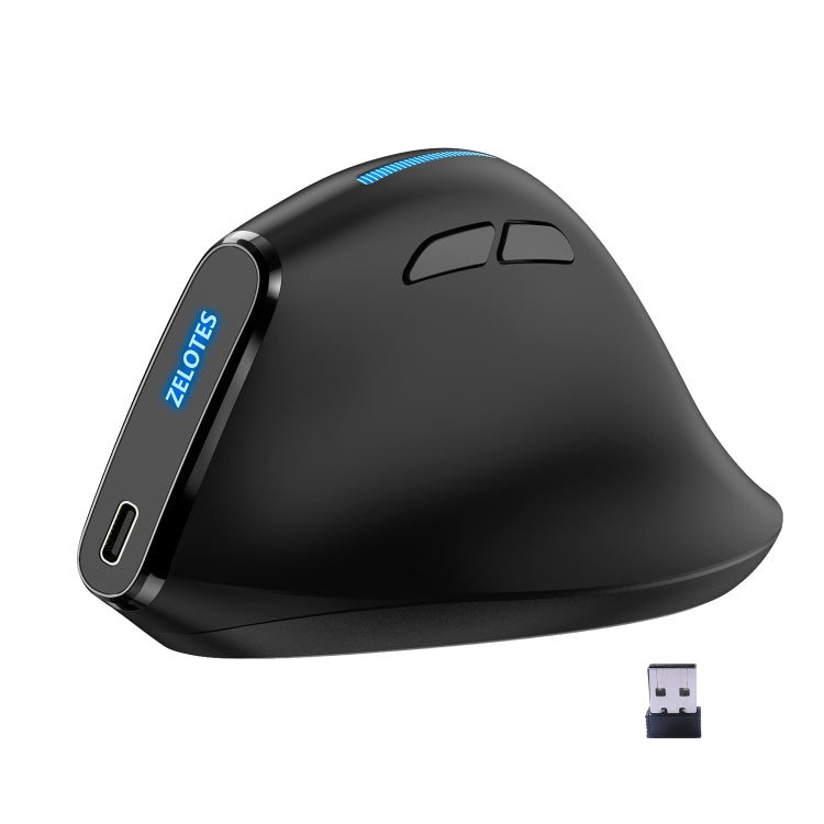 ZELOTES F36A 6-Buttons Vertical Grip Ergonomic Rechargeable Wireless Mouse(Black) - Wireless Mice by ZELOTES | Online Shopping South Africa | PMC Jewellery | Buy Now Pay Later Mobicred