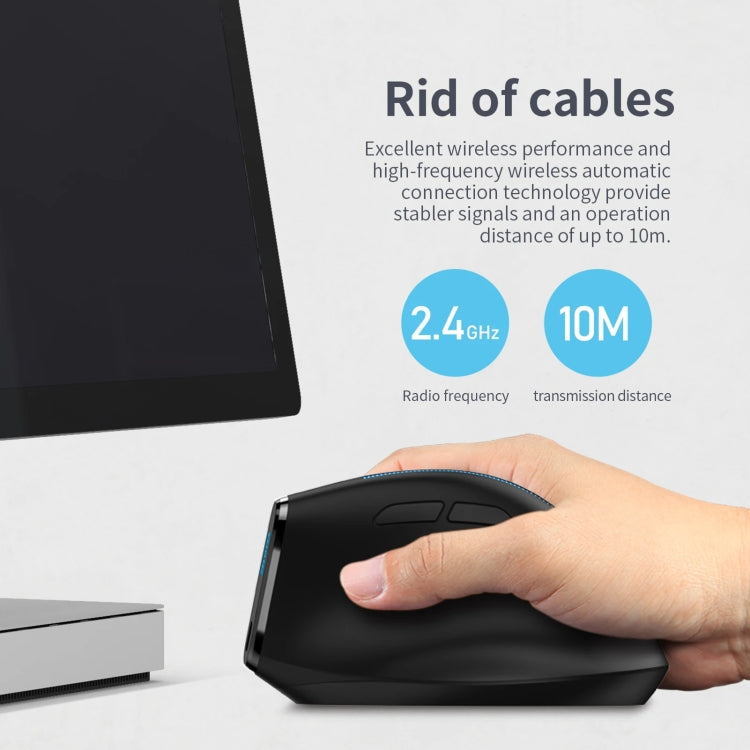 ZELOTES F36A 6-Buttons Vertical Grip Ergonomic Rechargeable Wireless Mouse(Black) - Wireless Mice by ZELOTES | Online Shopping South Africa | PMC Jewellery | Buy Now Pay Later Mobicred