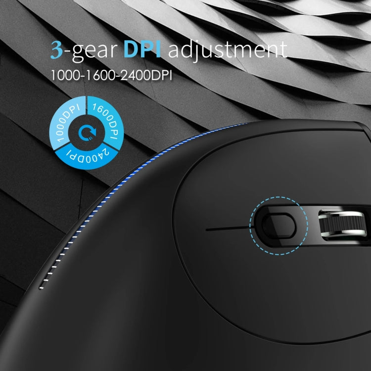 ZELOTES F36A 6-Buttons Vertical Grip Ergonomic Rechargeable Wireless Mouse(Black) - Wireless Mice by ZELOTES | Online Shopping South Africa | PMC Jewellery | Buy Now Pay Later Mobicred