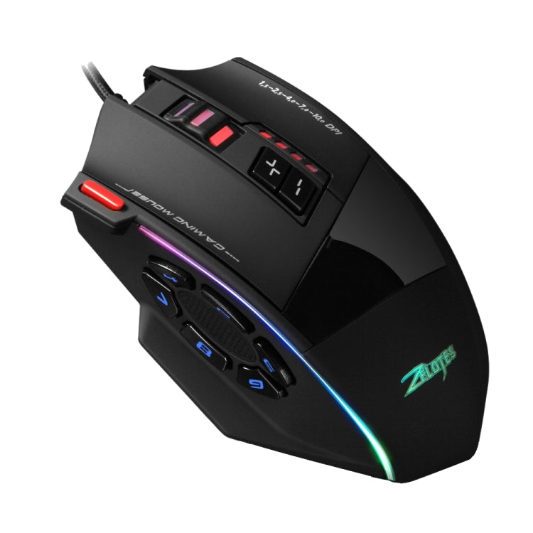ZELOTES C13 13-keys RGB Lighting Effect Programming Macro Custom Gaming Wired Mouse(Black) - free shipping - PMC Jewellery - Order now!