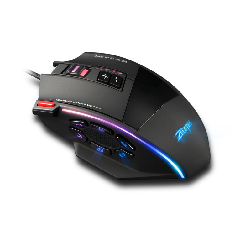 ZELOTES C13 13-keys RGB Lighting Effect Programming Macro Custom Gaming Wired Mouse(Black)