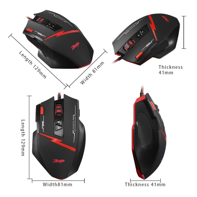 ZELOTES C8 8-buttons Ergonomic Game Programming Custom Wired Mouse(Black) - free shipping - PMC Jewellery - Order now!