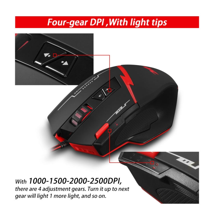 ZELOTES C8 8-buttons Ergonomic Game Programming Custom Wired Mouse(Black) - free shipping - PMC Jewellery - Order now!