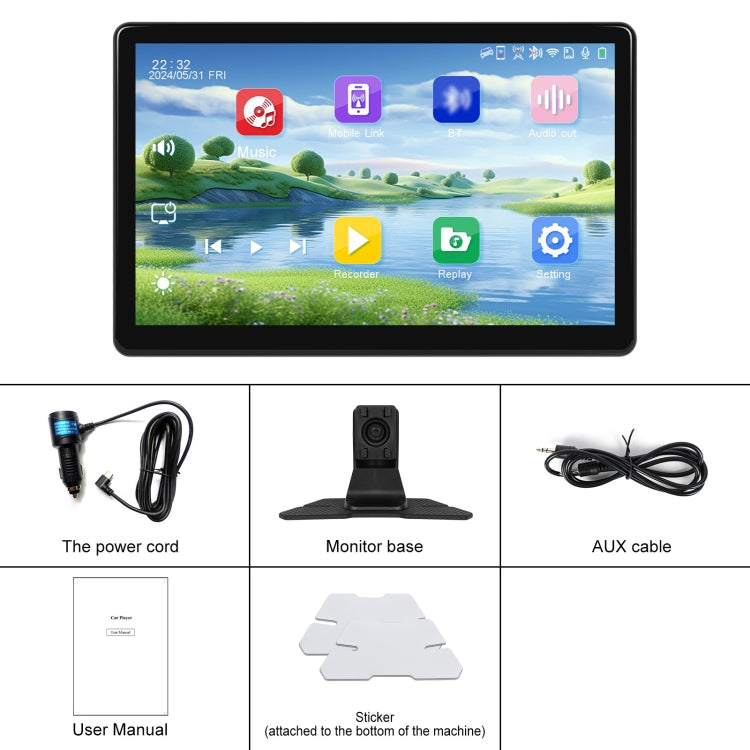 8-Inch HD Wireless CarPlay Screen DVR With Dash Cam/1080p Front Rear Camera/Bluetooth/AirPlay