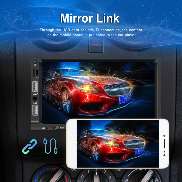 7-inch Double Din Car MP5 Player Support CarPlay/Android Auto/Mirror Link/Bluetooth With 12-light Camera