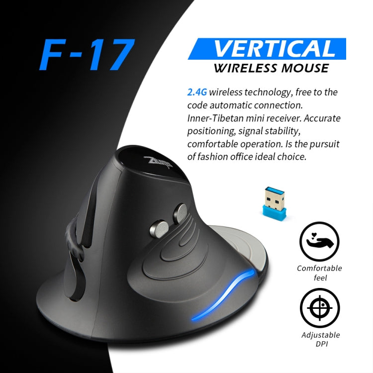 ZELOTES F17 6-buttons Vertical Grip Ergonomic Wireless Mouse(Black) - free shipping - PMC Jewellery - Order now!