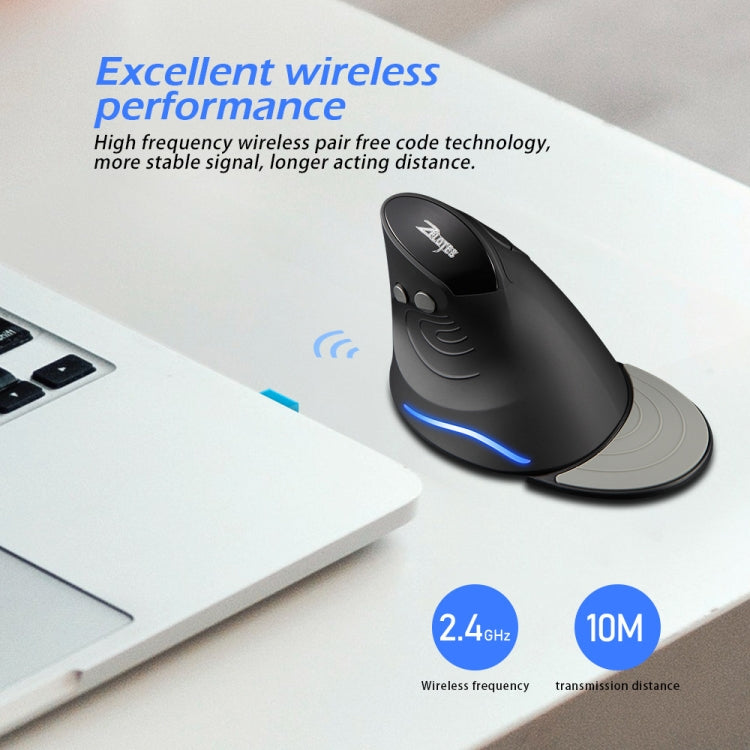ZELOTES F17 6-buttons Vertical Grip Ergonomic Wireless Mouse(Black) - free shipping - PMC Jewellery - Order now!