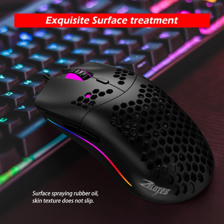 ZELOTES C7 7-buttons RGB Lighting Hollow Computer Office Wired Mouse(Black) - free shipping - PMC Jewellery - Order now!