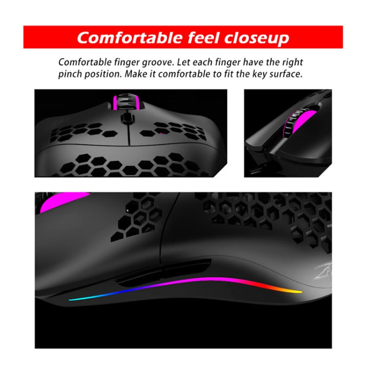 ZELOTES C7 7-buttons RGB Lighting Hollow Computer Office Wired Mouse(Black) - free shipping - PMC Jewellery - Order now!