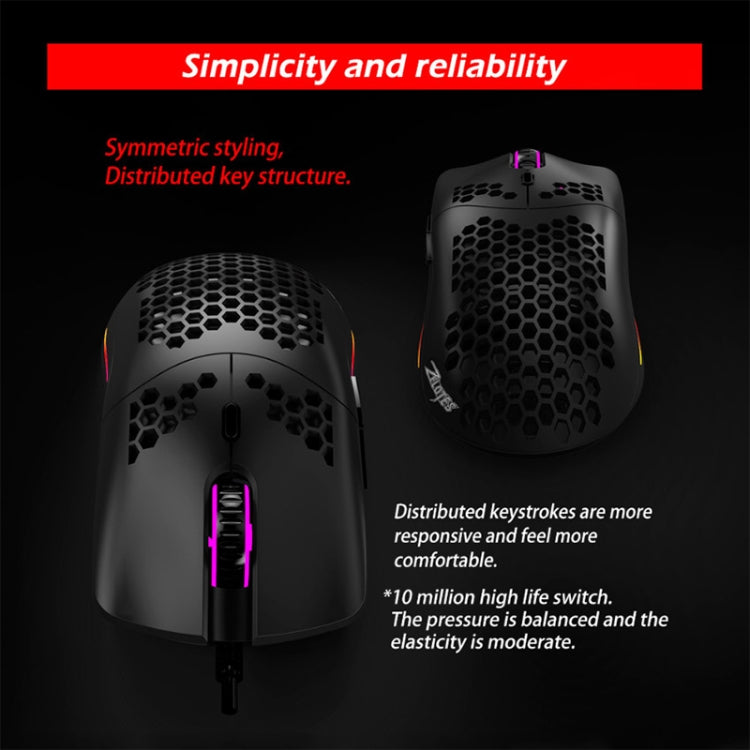 ZELOTES C7 7-buttons RGB Lighting Hollow Computer Office Wired Mouse(Black) - free shipping - PMC Jewellery - Order now!